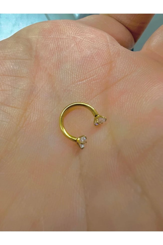 Cerrahi Çelik Taşlı Gold Piercing Kıkırdak Septum Helix Tragus 8mm