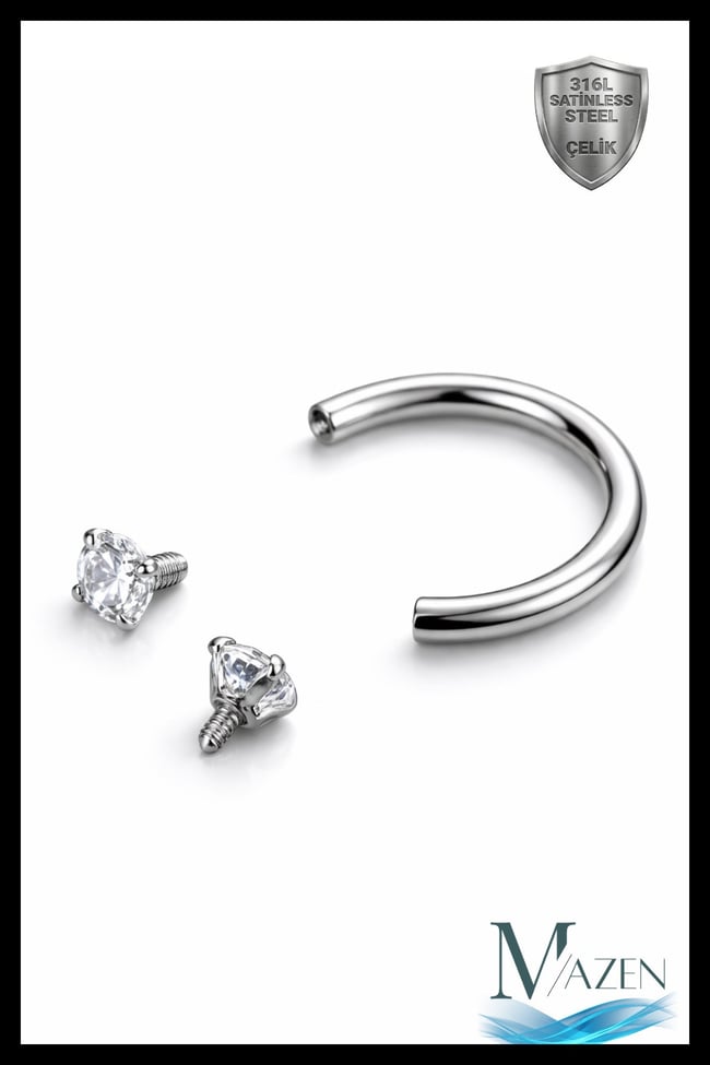 Cerrahi Çelik Taşlı Piercing Kıkırdak Septum Helix Tragus