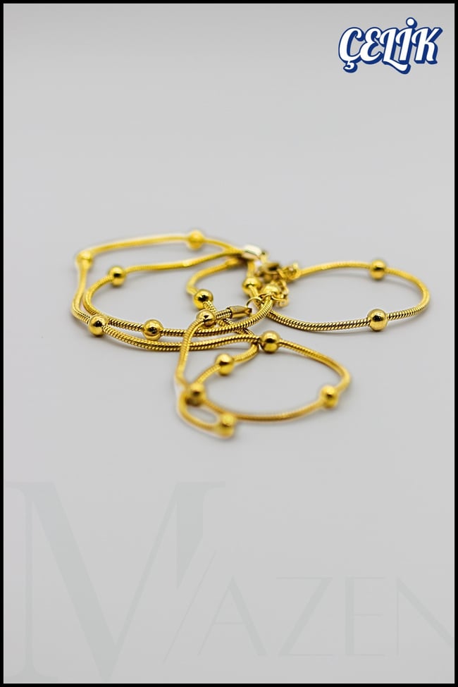 Cerrahi Çelik Y Kolye Top Detay Yılan Zincir Gold Renk