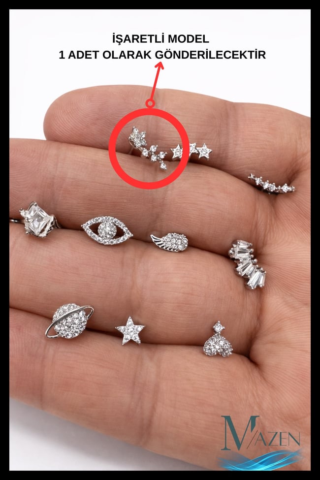 Çiçek Yaprak Zirkon Taşlı Tragus Helix Piercing | Arkası Toplu Model - 1 Adet