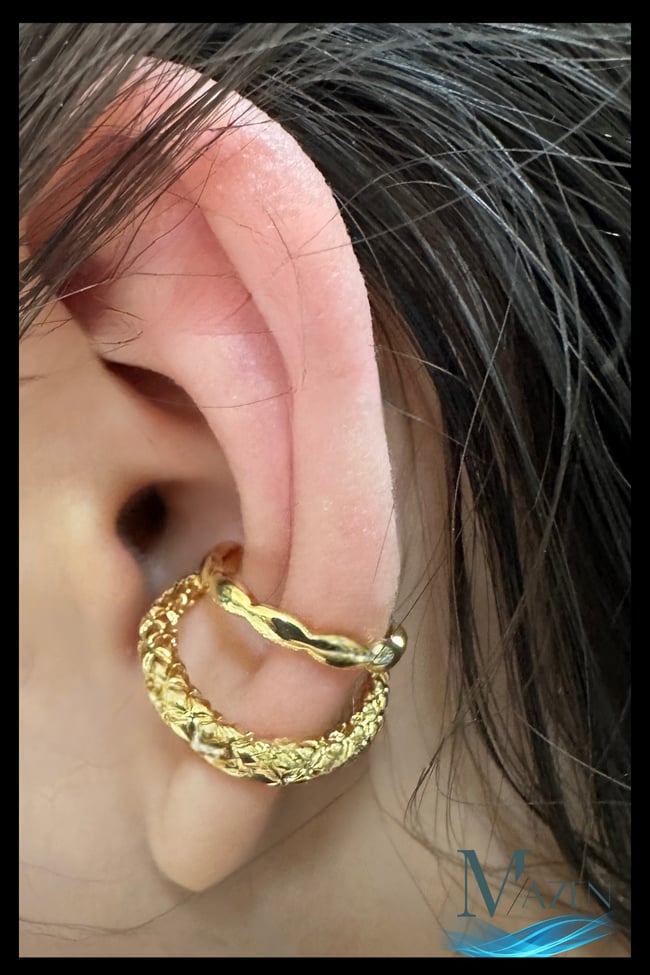 Çift Halka Kıkırdak Küpe | Earcuff | Kadın Takı Aksesuar | Delik Gerektirmeyen