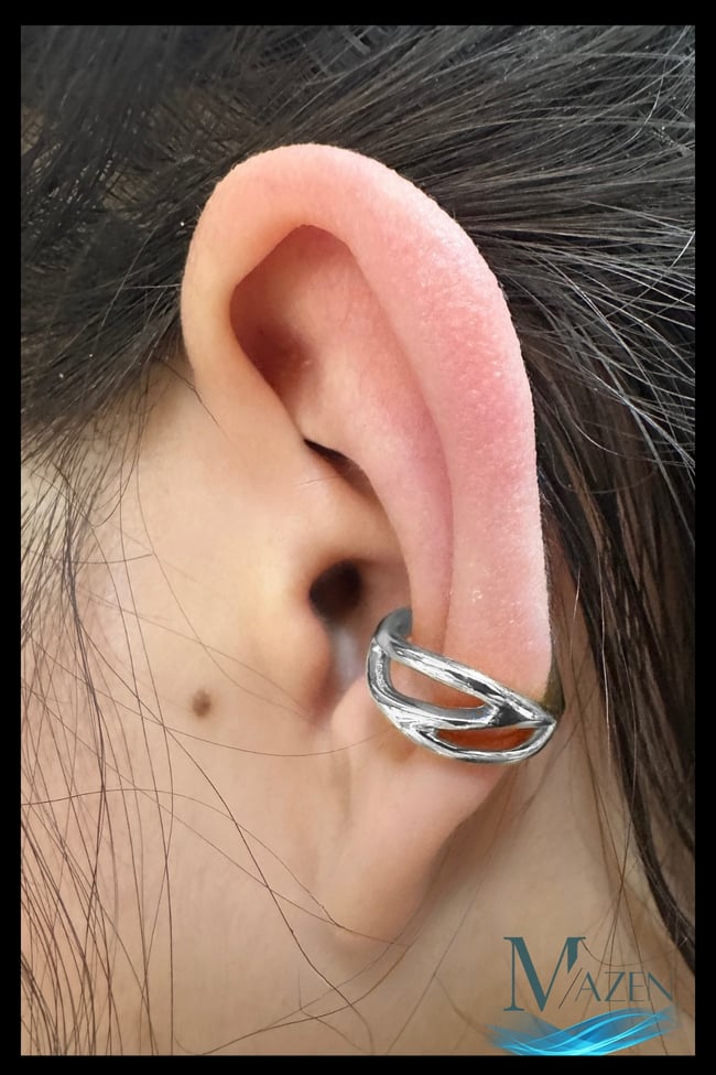 Çift Şeritli Kıkırdak Küpe | Earcuff | Kadın Takı Aksesuar | Delik Gerektirmeyen