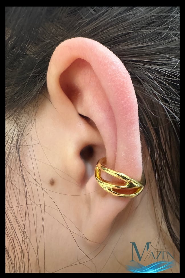 Çift Şeritli Kıkırdak Küpe | Earcuff | Kadın Takı Aksesuar | Delik Gerektirmeyen