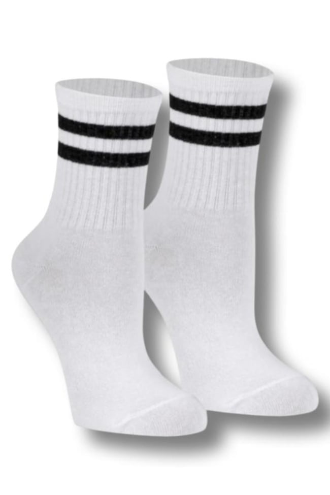 Çizgili Tenis Çorabı Unisex Beyaz