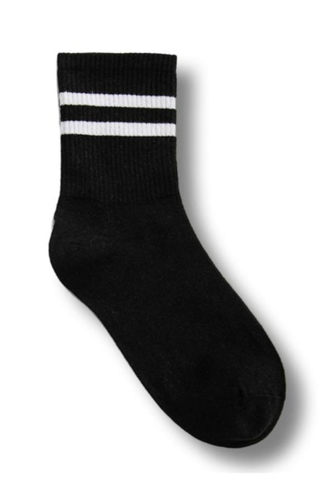 Çizgili Tenis Çorabı Unisex Siyah