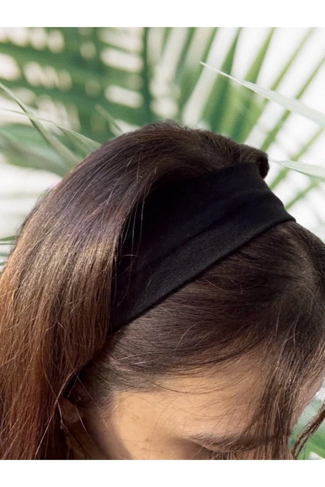 Çok Amaçlı Penye Sporcu Bandı Saç Kafa Bandanası Yoga Ter Bandı Unisex Siyah 1 Adet