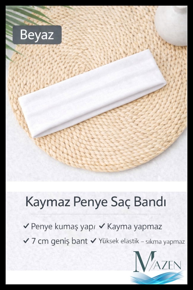 Çok Amaçlı Penye Sporcu Bandı Saç Kafa Bandanası Yoga Ter Bandı Unisex Beyaz 1 Adet