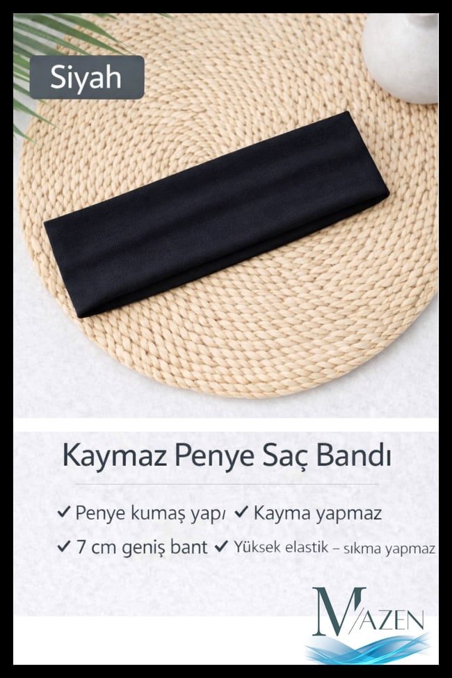 Çok Amaçlı Penye Sporcu Bandı Saç Kafa Bandanası Yoga Ter Bandı Unisex Siyah 1 Adet