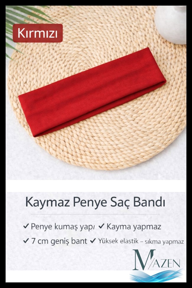 Çok Amaçlı Penye Sporcu Bandı Saç Kafa Bandanası Yoga Ter Bandı Unisex Kırmızı 1 Adet