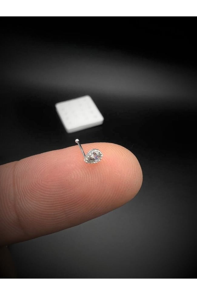Damla Model | 925 Ayar Gümüş Tekli Hızma | Minimalist Burun Piercing | Kadın Takı Aksesuar