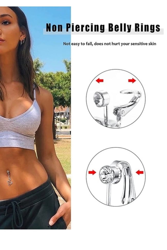 Delik Gerektirmeyen Fake Sıkıştırmalı Çelik Göbek Piercingi