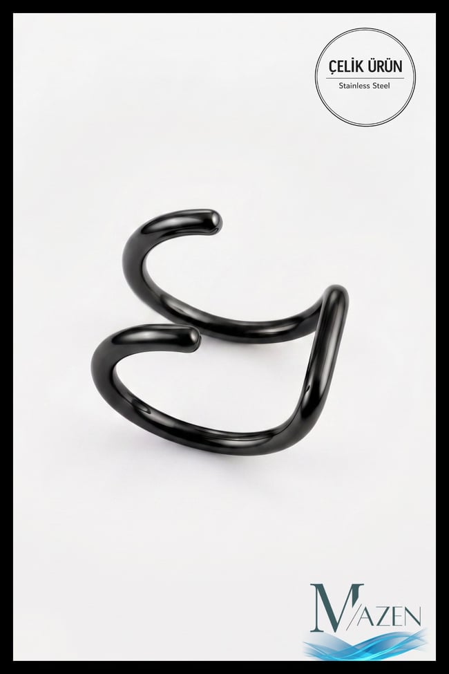 Deliksiz Fake 316l Paslanmaz Cerrahi Çelik Unisex Küpe Kıkırdak Küpe Ear Cuff (1 ADET) (SİYAH RENK)