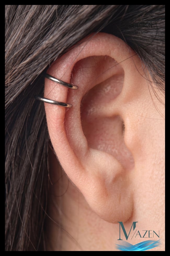 Deliksiz Fake 316l Paslanmaz Cerrahi Çelik Unisex Küpe Kıkırdak Küpe Ear Cuff (1 ADET) (Neon RENK)