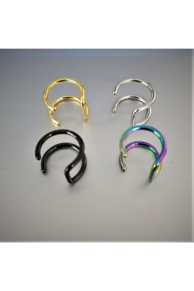 Deliksiz Fake 316l Paslanmaz Cerrahi Çelik Unisex Küpe Kıkırdak Küpe Ear Cuff (1 ADET) (Neon RENK)