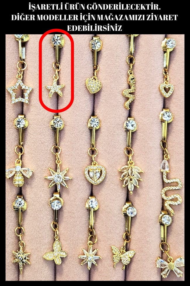 Deniz Yıldızı Sıkıştırmalı Çelik Göbek Piercing | Fake Model | Delik Gerektirmeyen
