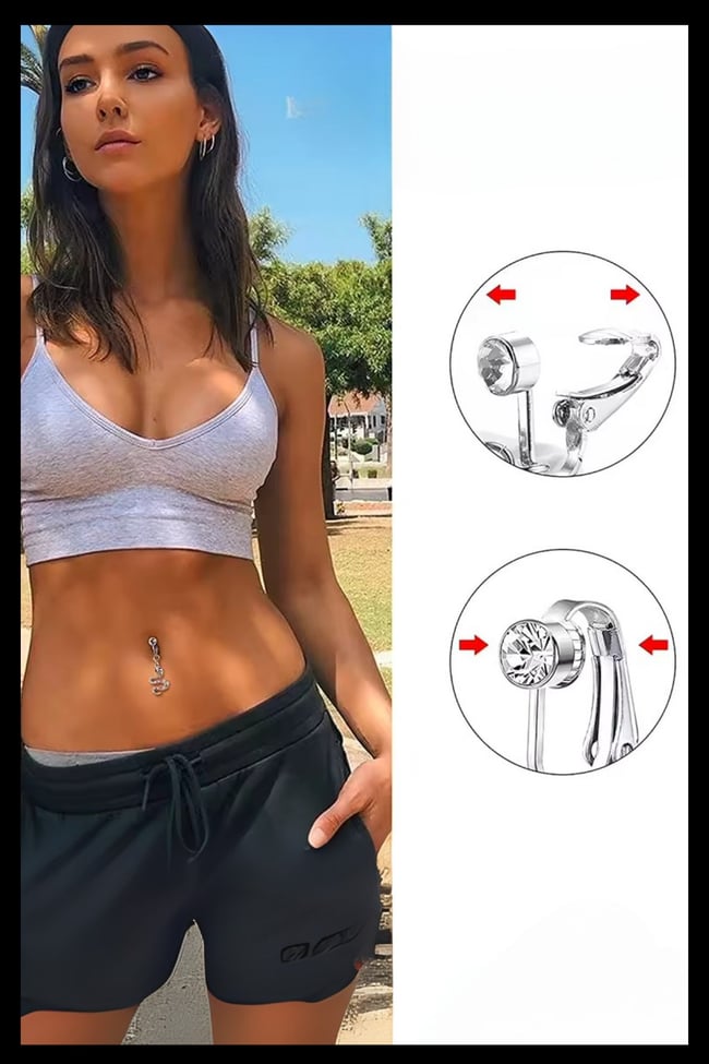 Deniz Yıldızı Sıkıştırmalı Çelik Göbek Piercing | Fake Model | Delik Gerektirmeyen