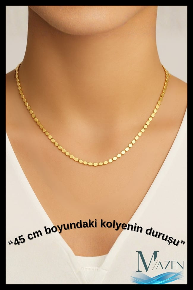 Ezme Pul Kolye | VIP Kaplama | 45 cm & 60 cm Uzunluk Seçenekli | Kadın Takı Aksesuar | Kolye
