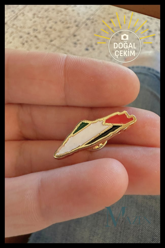 Filistin Haritası ve Filistin Bayrağı Gold Yaka Rozeti Metal Ceket Çanta Şapka Rozeti