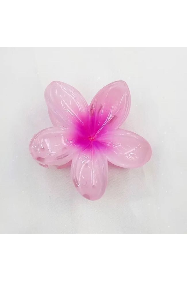 Fuşya Renkli Lotus Çiçek Parlak Akrilik Kadın Mandal Toka