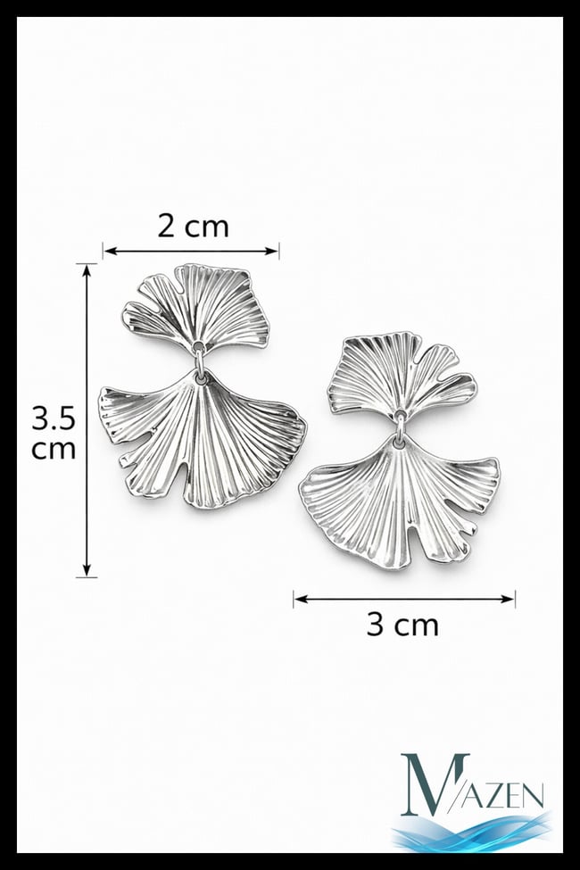 Ginkgo Yaprak Model Sallantılı Küpe | Gümüş Renk | Modern Kadın Takı