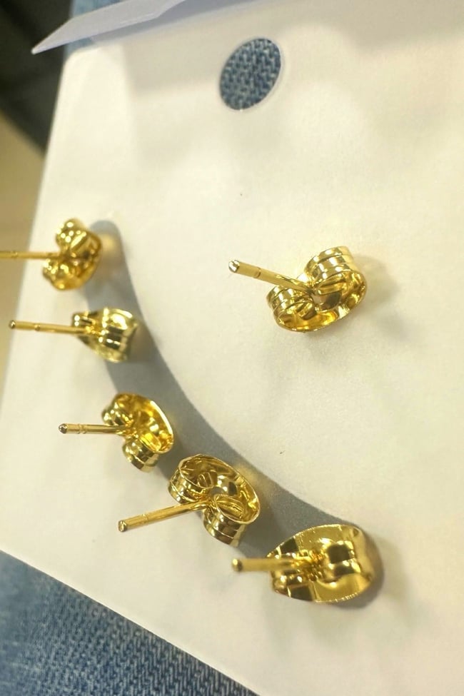 Gold Renk Cerrahi Çelik 316L Kararmaz Toplu  Küpe Özel Seri (3 Çift 3 Farklı Boy)