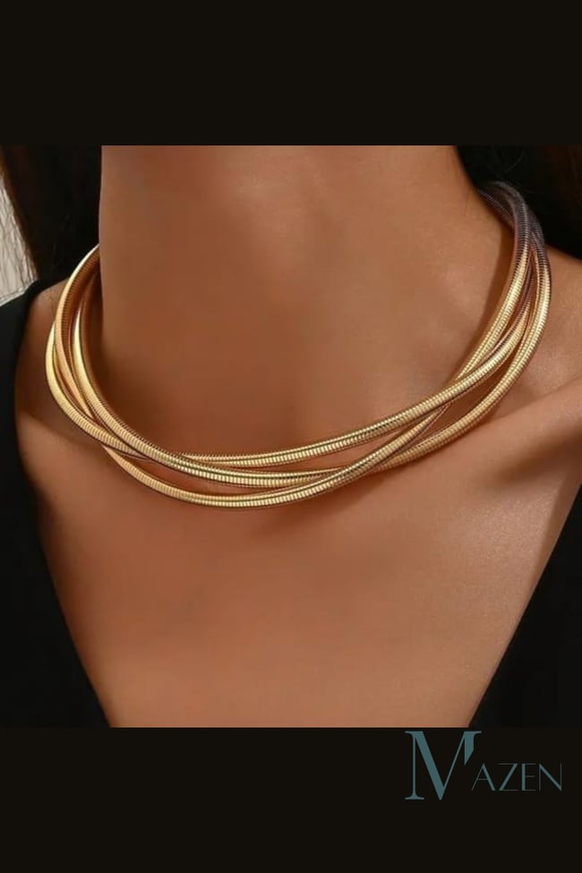 Gold Renk Çoklu Katmanlı Modern Yaka Kolye-Günlük Şıklık & Özel Anlar