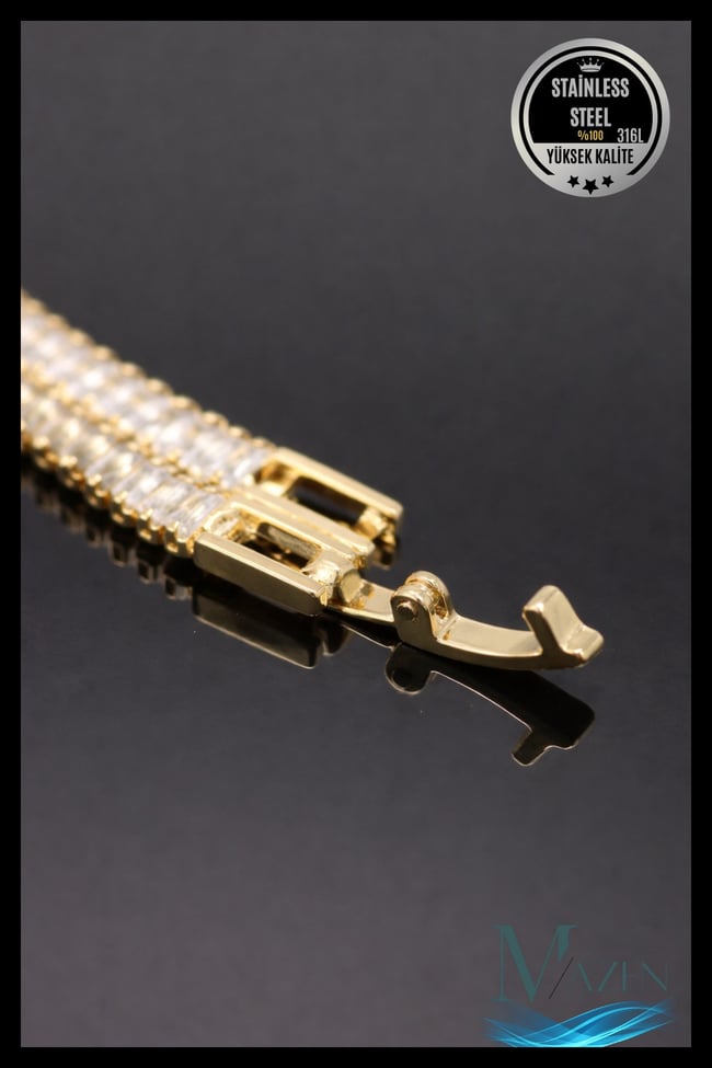 Gold Renk Kıvrımlı Su Yolu Bileklik | 316L Çelik | 16+2 cm Ayarlanabilir | Kadın Takı Aksesuar