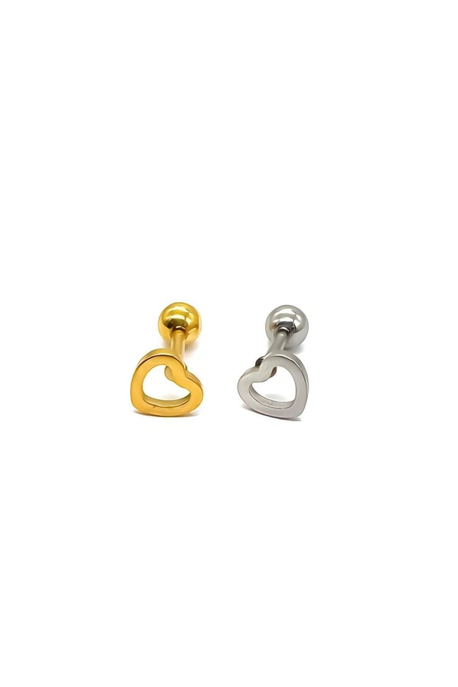 Gold Sade Kalp Çelik Tragus Helix Piercing Kıkırdak Küpesi 1 Adet