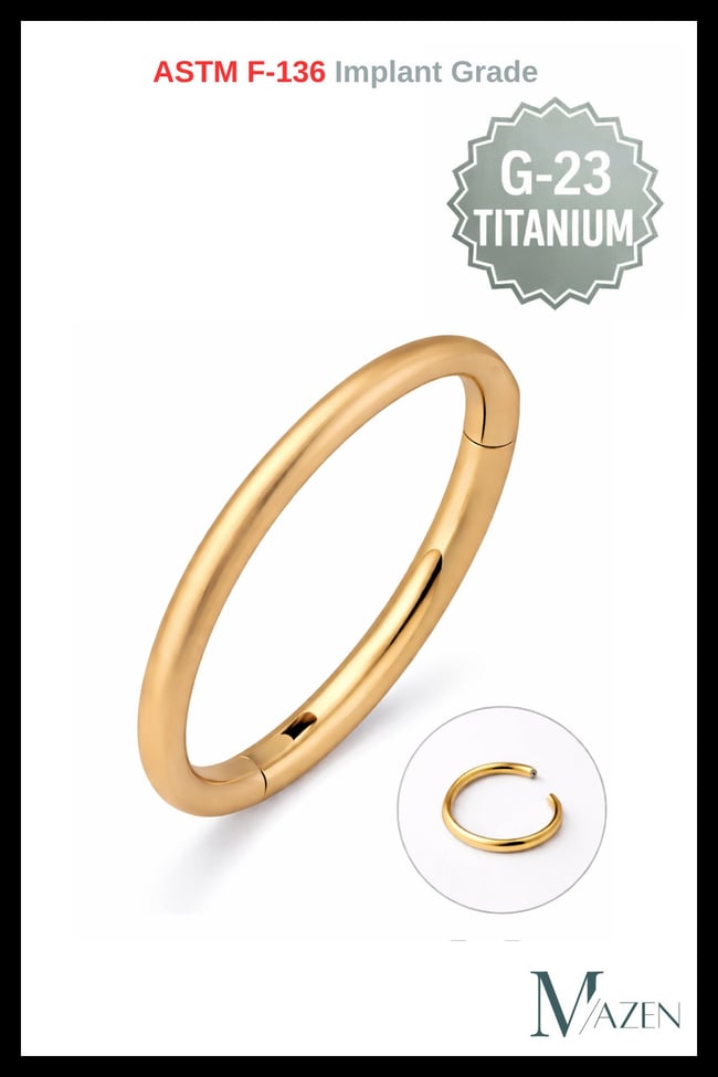 Gold Titanyum Tam Halka Clicker Piercing | Beden Seçenekli | G23 Premium Seri