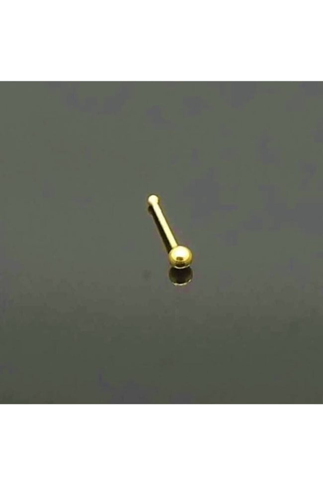 Gold Top Uçlu Hızma Burun Piercing | 925 Ayar Gümüş | Gold Renk | Minimal Takı