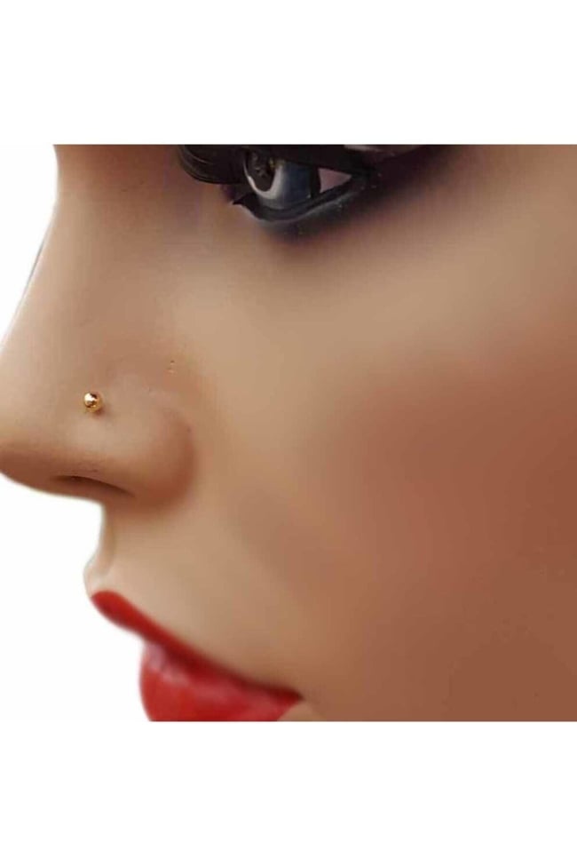 Gold Top Uçlu Hızma Burun Piercing | 925 Ayar Gümüş | Gold Renk | Minimal Takı