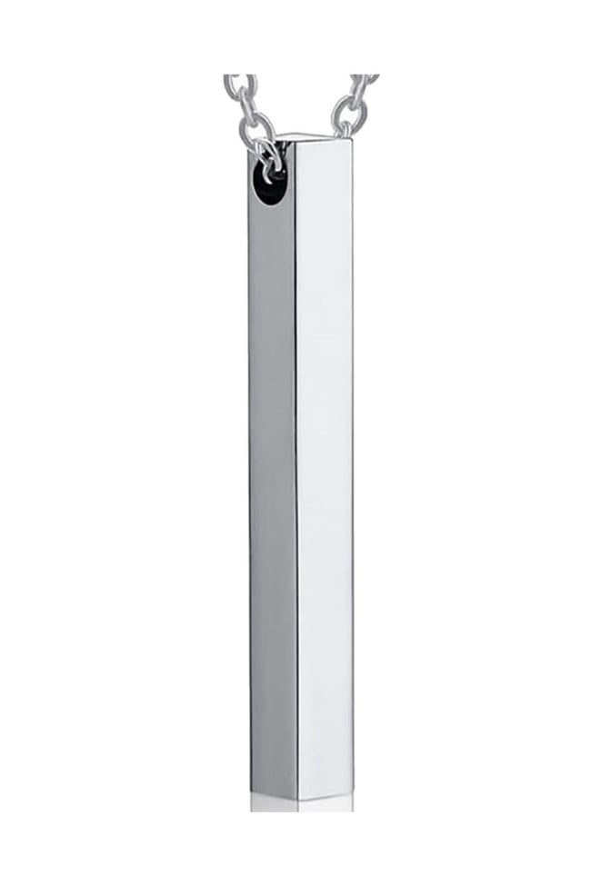 Gümüş Renk Çubuk Bar Zincirli Kolye 60 Cm Unisex