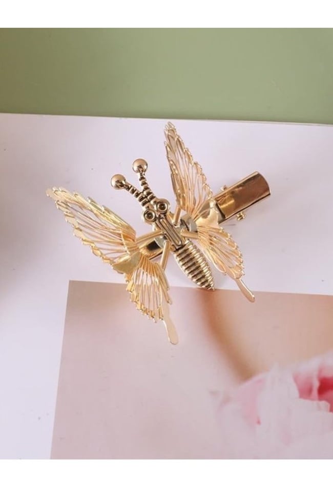 Hareketli Kanatlar Yaylı Metal Pens Kelebek Toka