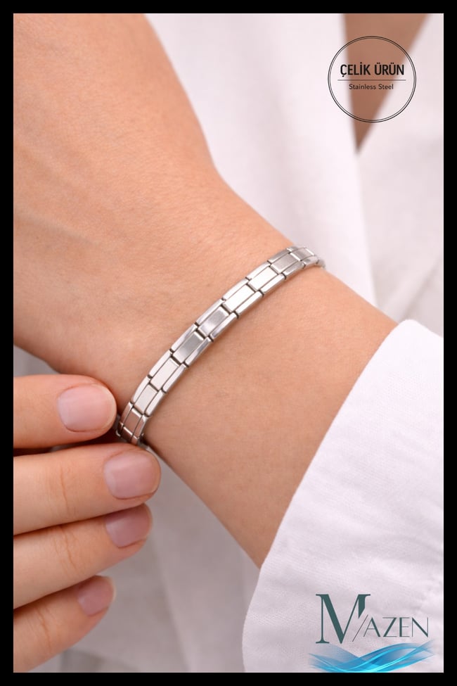 İnce Barlı 7 mm Çelik İtalyan Charm Bileklik ( Beden Seçiniz).