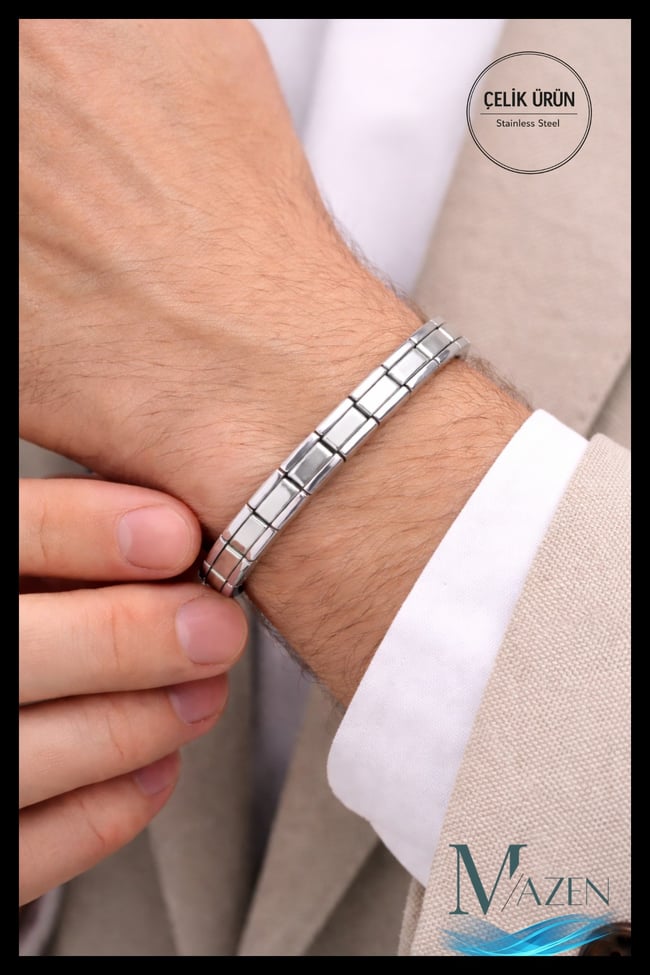 İnce Barlı 7 mm Çelik İtalyan Charm Bileklik ( Beden Seçiniz).