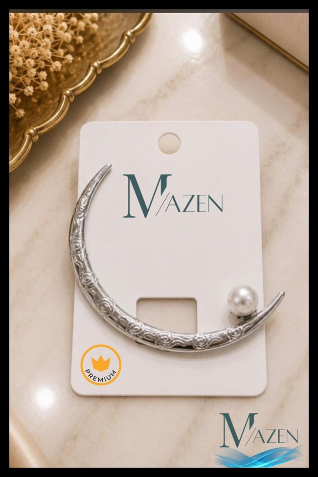 İncili Ay Model Metal Saç Çubuğu | Topuz Tokası | İşlemeli Saç Aksesuarı