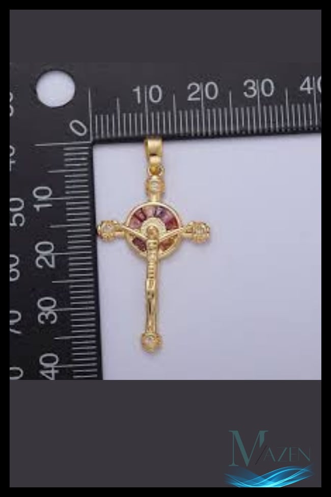İsa Figürlü Crucifix Çarmıh Kolye | Gold Renk Ezme Pullu Zincir | Unisex Takı Aksesuar