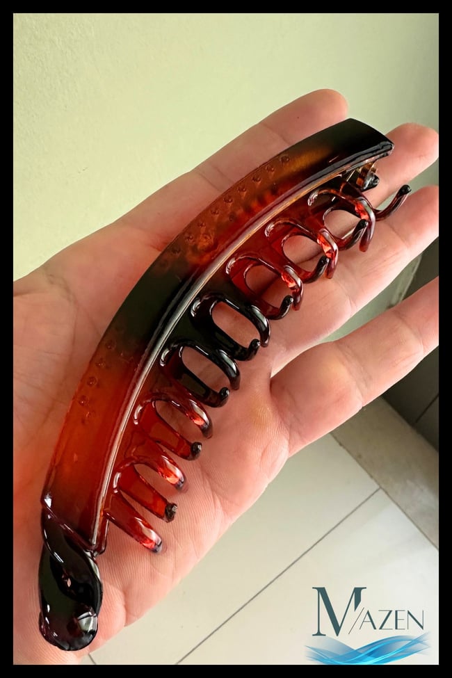 Kahverengi 15 Cm XL Dişli Ahtapot Muz Toka | Büyük Boy Güçlü Tutucu Saç Tokası