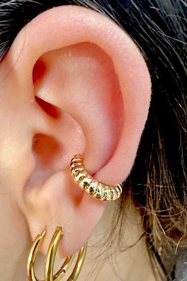 Kalın Burgulu Earcuff Kıkırdak Küpe Delik Gerektirmeyen Küpe