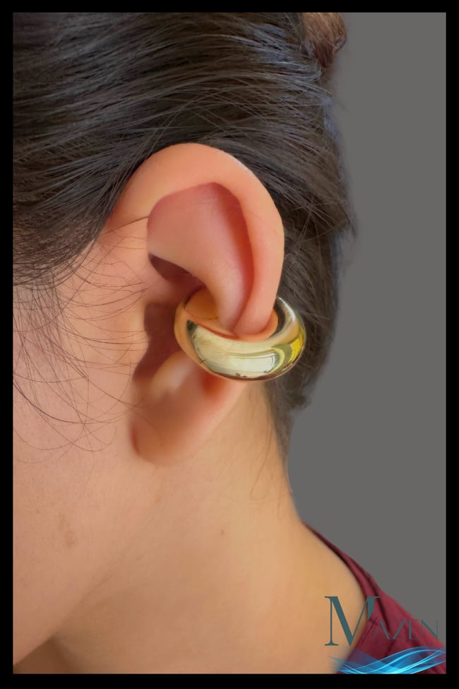 Kalın Form C Kıkırdak Küpe | Altın Renk | Deliksiz Takılabilir | Kadın Earcuff | Şık, Modern 2,5 cm