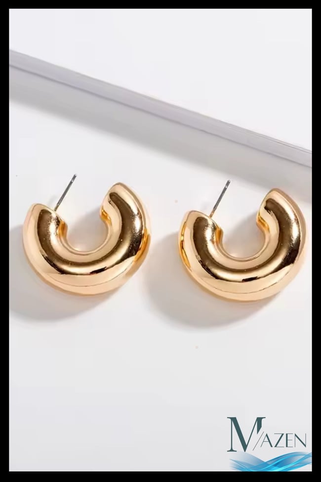 Kalın Oval Form Küpe | Altın Renk Özel | Şık ve Modern Kadın Takı | Küpe Modeli