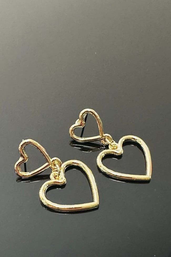 Kalp Sallantılı Tasarım Küpe Özel Kaplama 4 cm