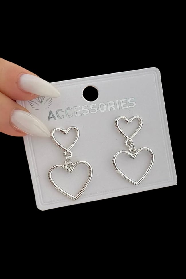 Kalp Sallantılı Tasarım Küpe Özel Kaplama 4 cm