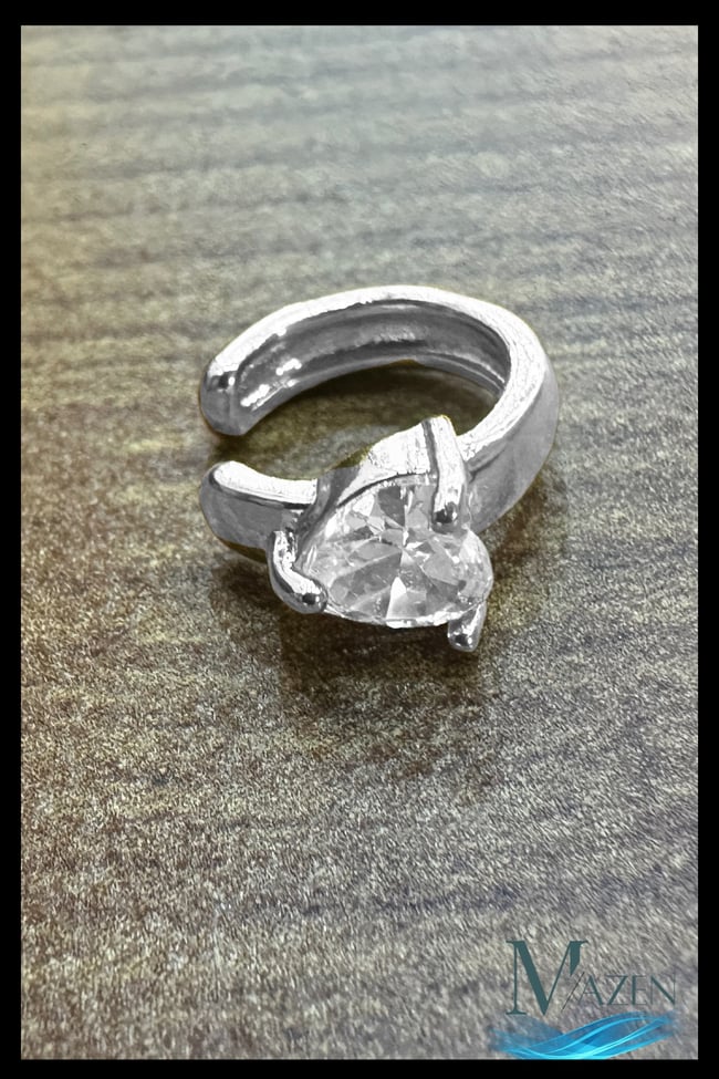 Kalp Taşlı Kıkırdak Küpe | Earcuff | Kadın Takı Aksesuar | Delik Gerektirmeyen