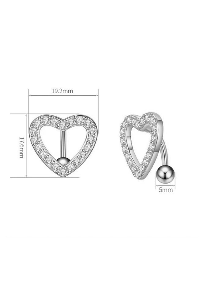 Kalpli Çelik Zirkon Taşlı Göbek Piercing