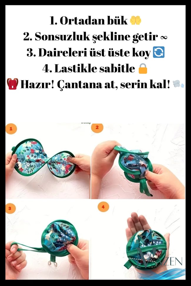 Katlanabilir Oval Yelpaze | Desenli Mini El Yelpazesi | Taşınabilir Pratik| Yazlık Serinletici