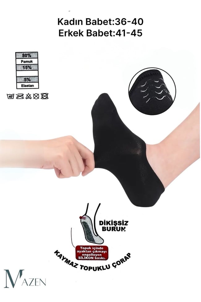 Kaymaz, Esnek Penye Babet Çorap Erkek, Kadın ( Renk ve Numara seçiniz)