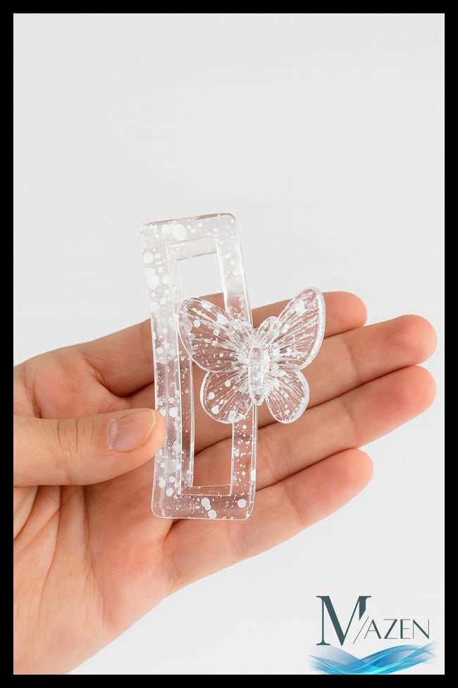 Kelebek Detaylı Mandal Toka | 7 cm | Kadın Saç Aksesuarı | Lekeli Tasarım