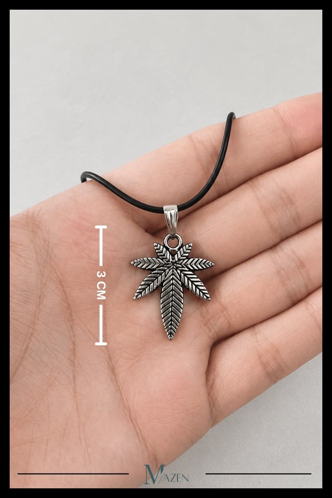 Kenevir Yaprağı Figürlü Antik Gümüş Renk Unisex Kolye Ucu Retro Rock Tasarım