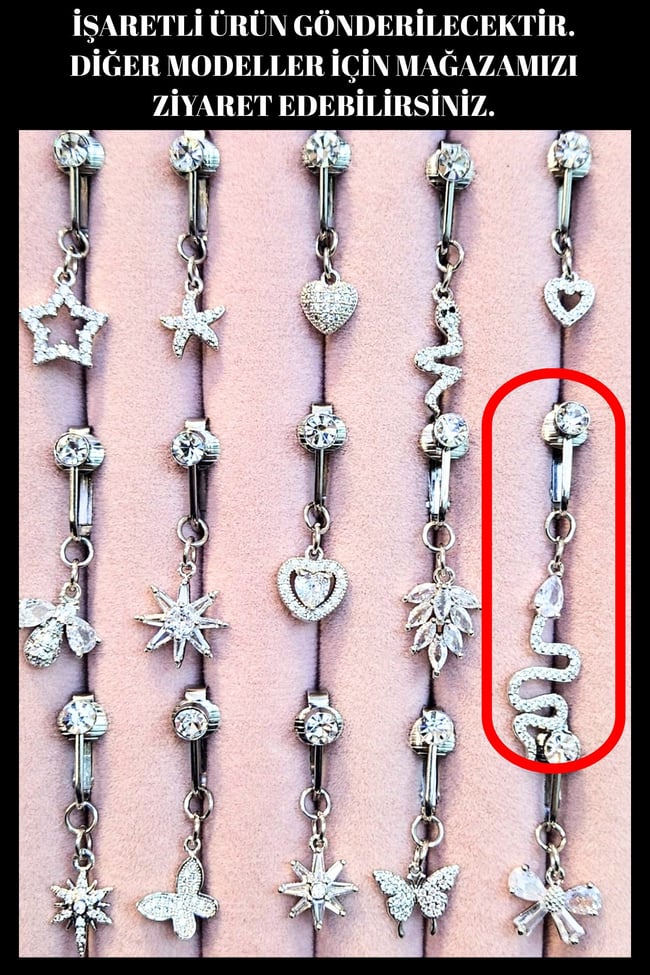 Kıvrımlı Yılan Sıkıştırmalı Çelik Göbek Piercing | Deliksiz | Minimal Tasarım | Delik Gerektirmeyen